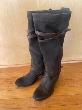 Frye Jane Fatique Brown Suede Leather boots size 7.5B (bota1400
